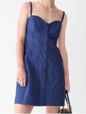 NWT J. Crew Sweetheart dress button down twill stretch cotton blue size 10 NEW